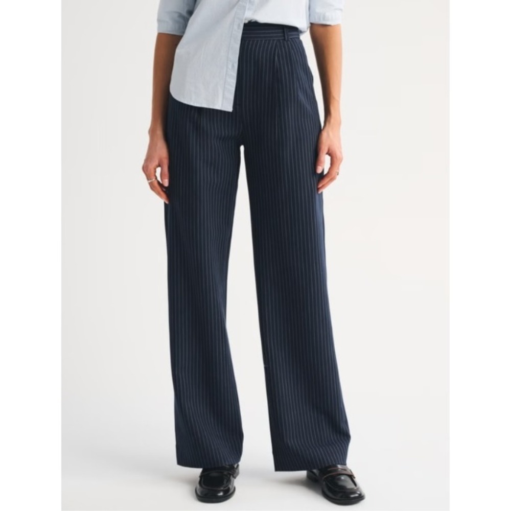 New Abercrombie & Fitch Sloane Tailored Wide Leg Pant Dark Indigo Women Size 26